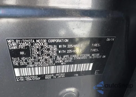 2014 Toyota Rav4 Le from USA, damaged, VIN JTMBFREV5ED081514